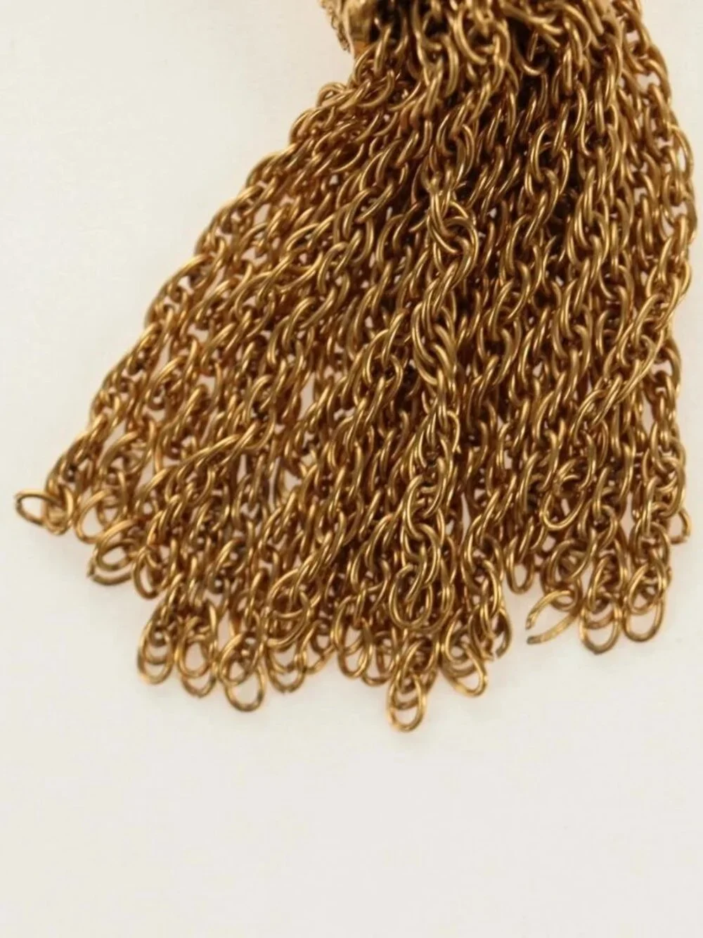 CHANEL CC Fringe Lava Brooch metal Gold CC Auth am11879SM